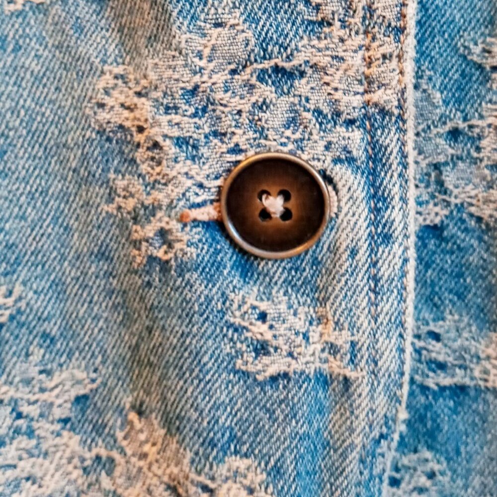 SOLD!!! Vintage Newport News Jeanology Floral Denim Jean Duster Jacket Women’s - Picture 6 of 10